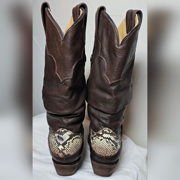 Corral Vintage Boots Snakeskin, Leather Brown 8 1/2 - Picture 4 of 10